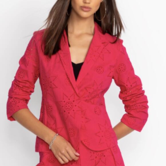 Jade by Johnny Was Joanna Eyelet Blazer Kolbie Pants Set Pink Love Potion S/M - Picture 10 of 11